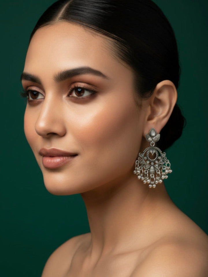 German silver plated ethnic earrings