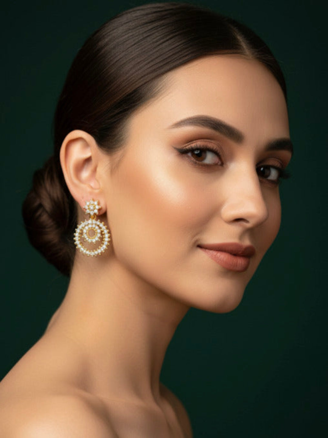 Gold Plated American Diamond Earrings