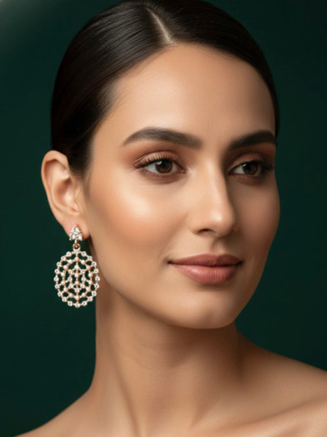 Artificial Beaded Round Shaped Drop Earrings