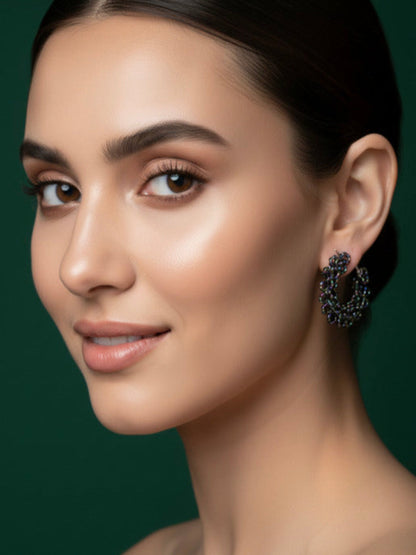 Artificial Black Beaded Hoops