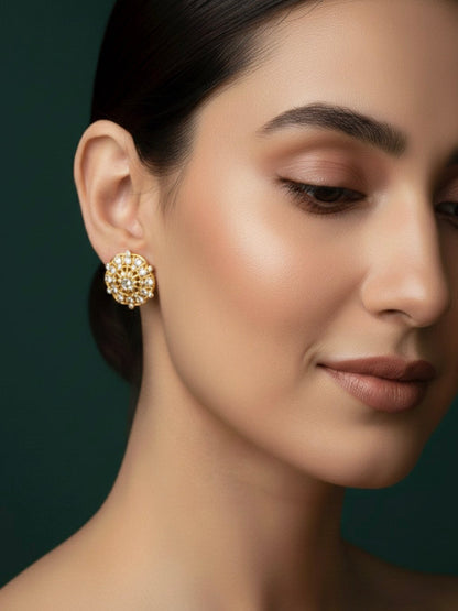 Beautiful Gold Looking Round Shape Studs