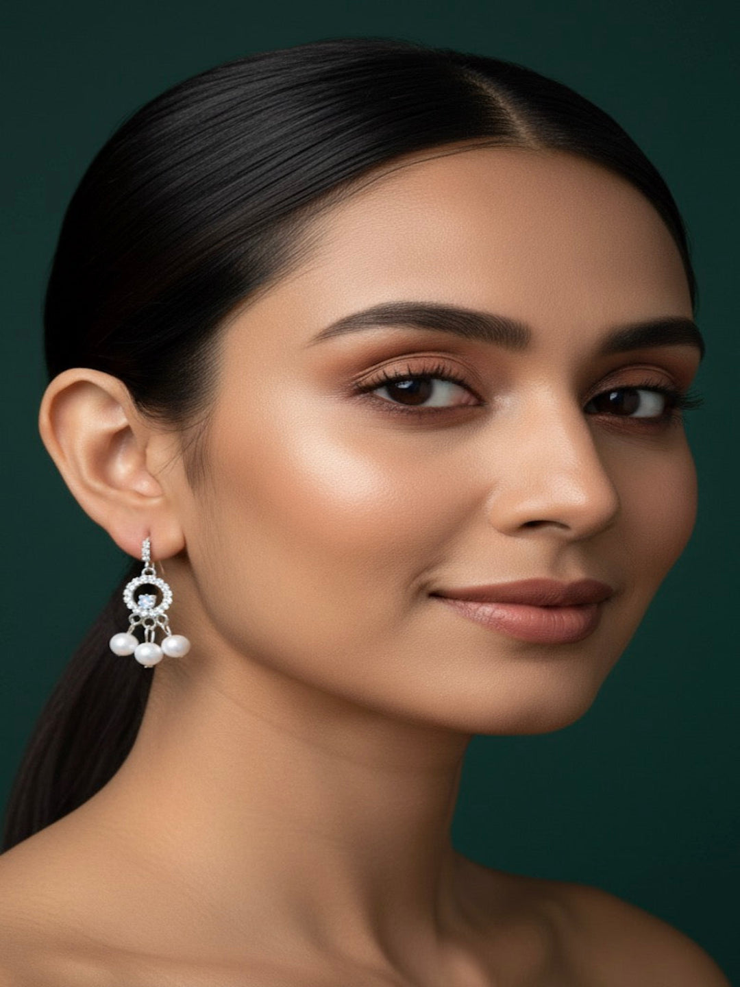 Artificial Diamond & Beaded Earrings