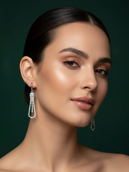 American Diamond Tassels Earrings