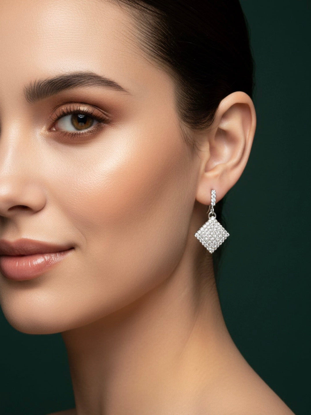 Squre Shaped Fancy Diamond Earrings
