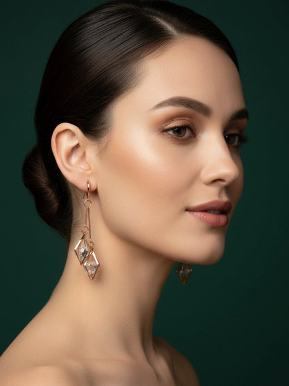 Rose Gold Fancy Beaded Tassels Earrings