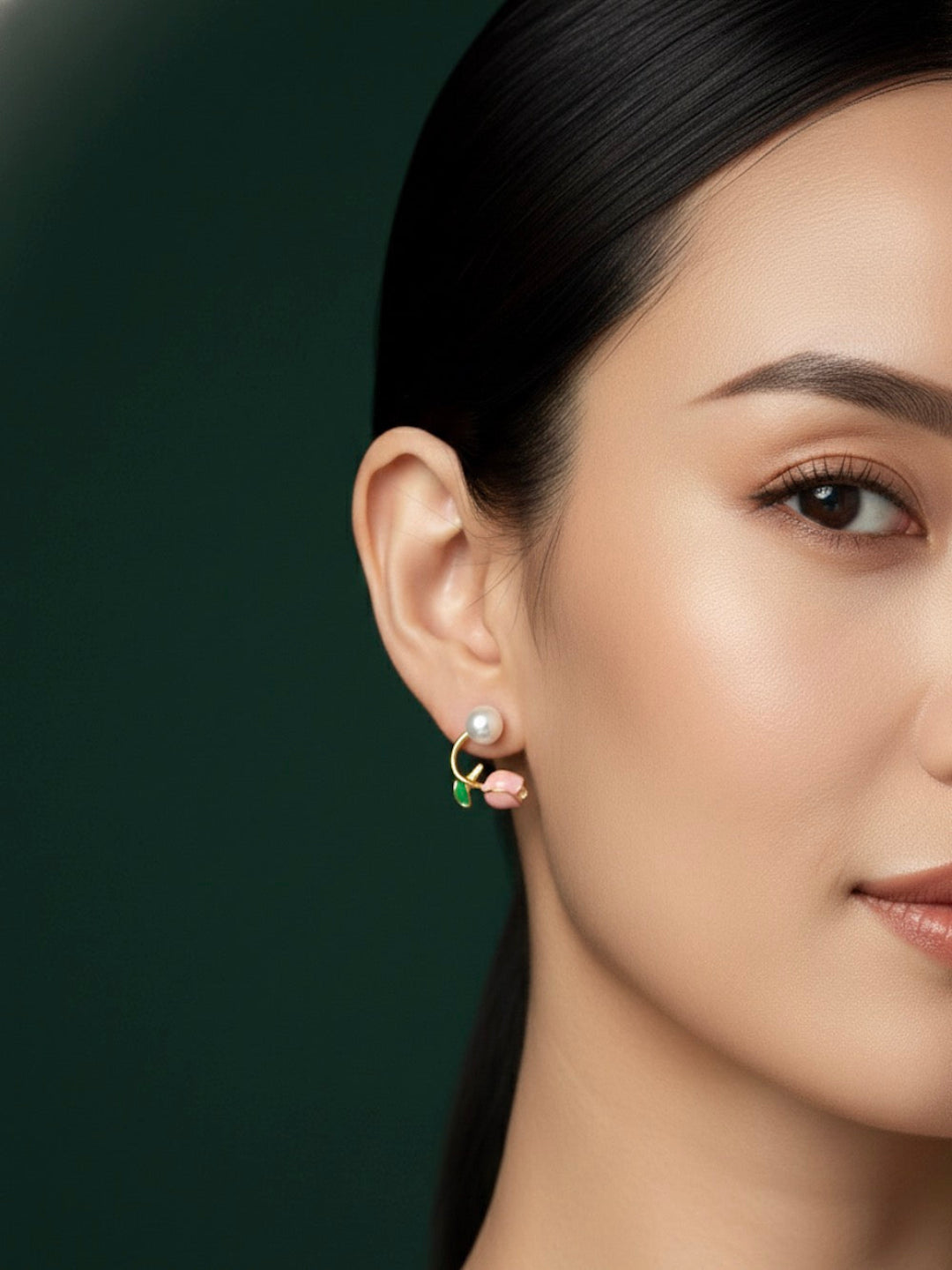 Korean Style Pearls With Beautiful Rose Studs