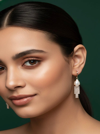 Rose Gold Pearl & Diamond Tassels