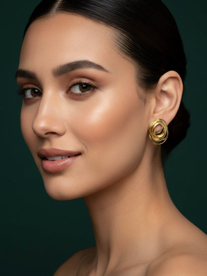 Gold Plated Round shaped Earrings