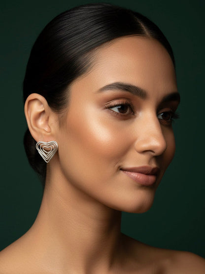 Silver Plated Heart Shaped Studs