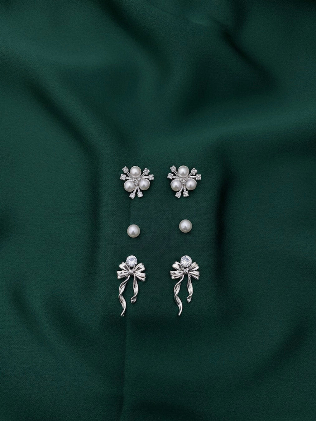 Pack Of 3 Silver Plated Fancy Studs