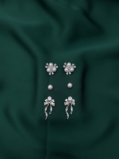 Pack Of 3 Silver Plated Fancy Studs