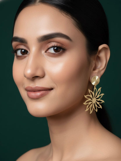 Gold Plated Antique Flower Earrings