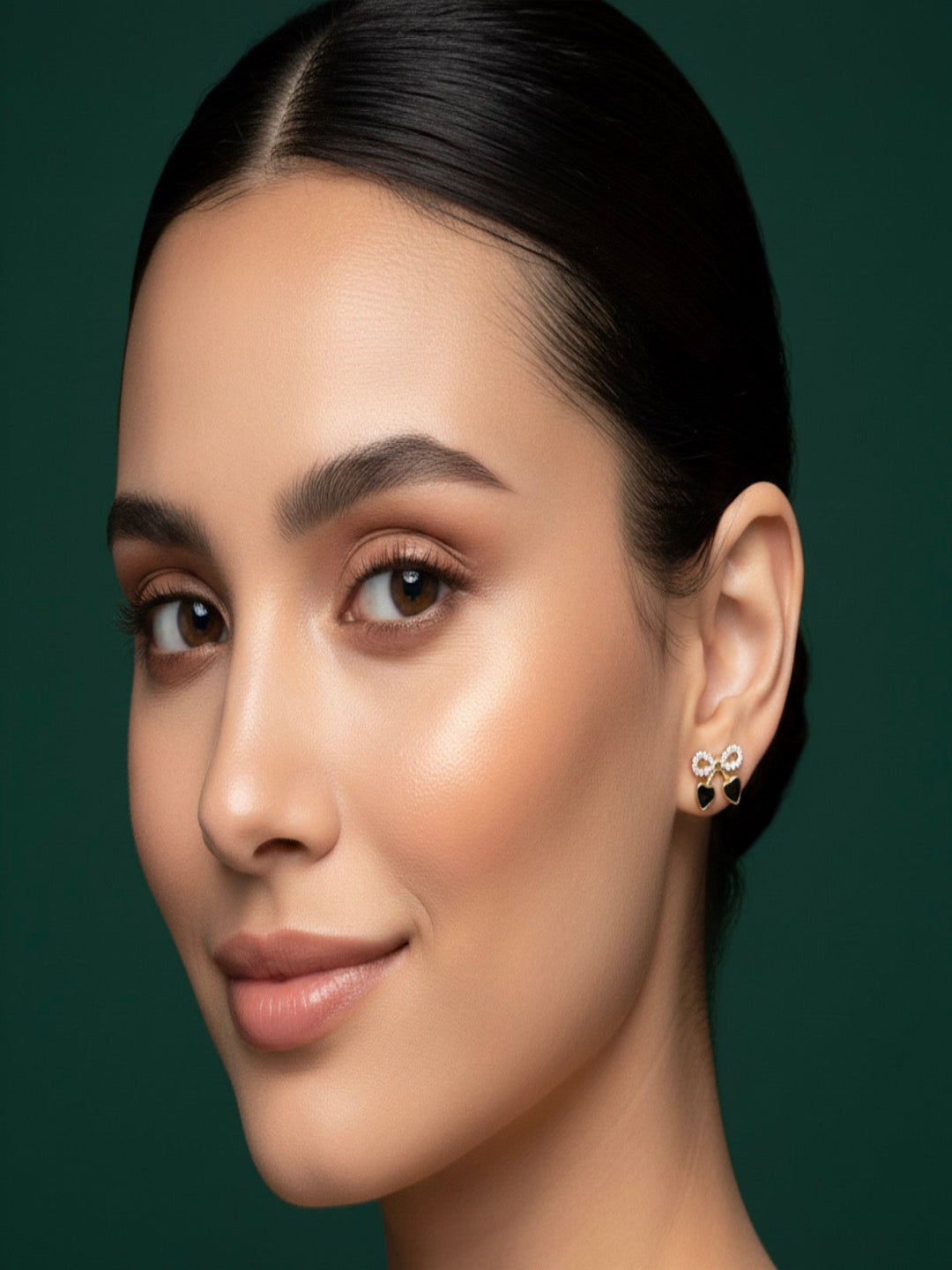 Beautiful Bow With Heart Studs