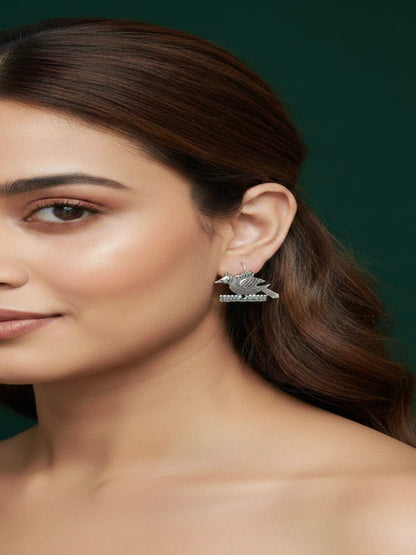 Beautiful Oxidized Bird Pattern Earrings