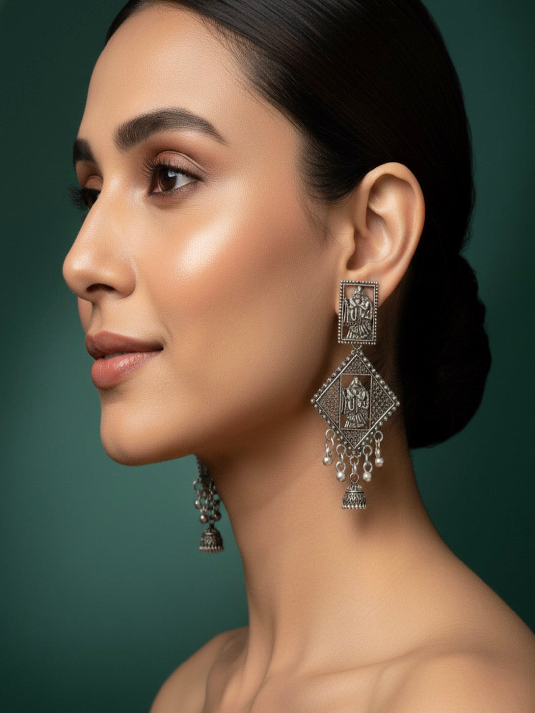 Oxidized Indo Western Earrings