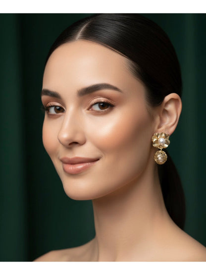 Gold Plated Flower Shaped Earrings