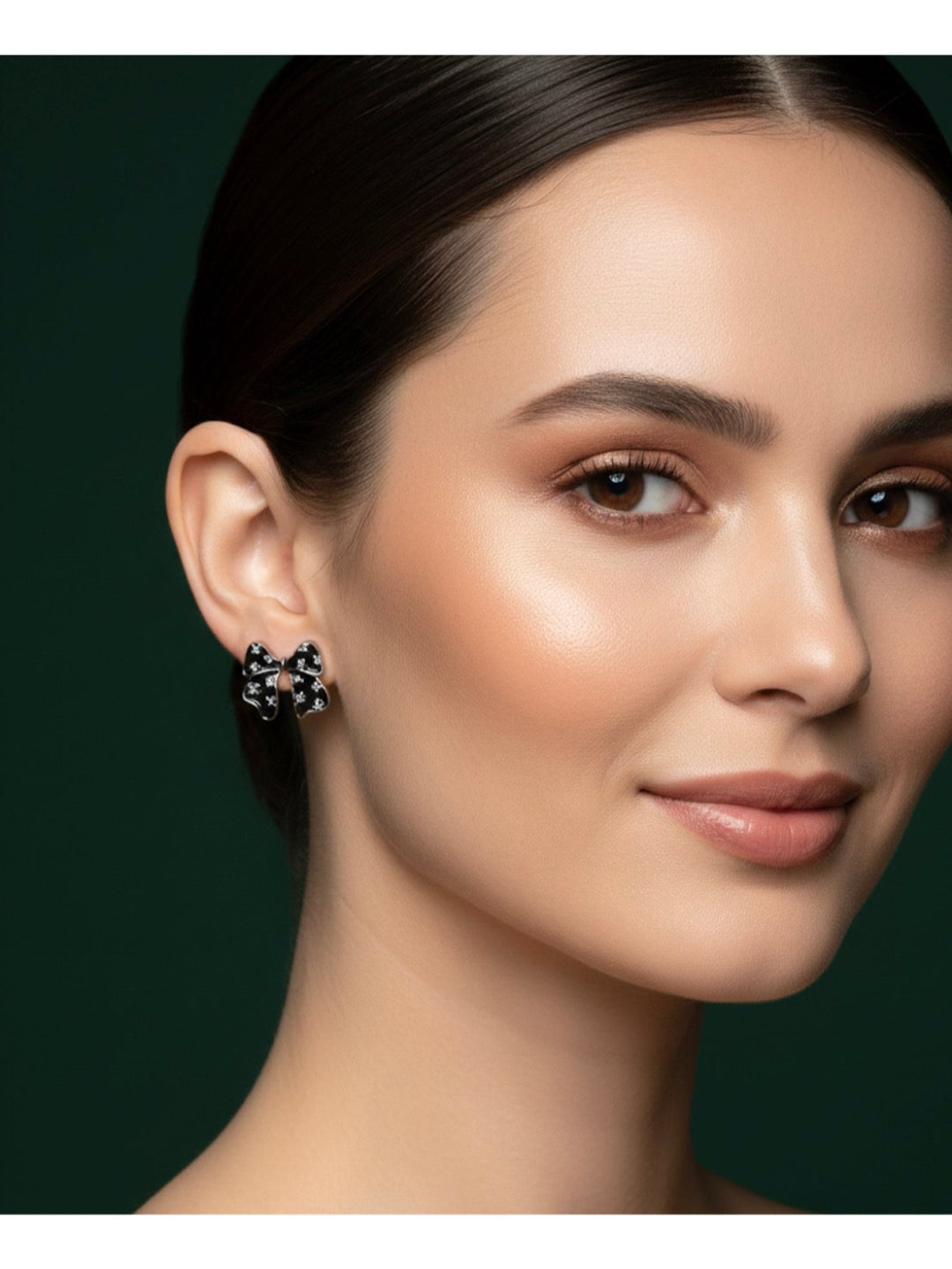 Black Riboon bow Studs