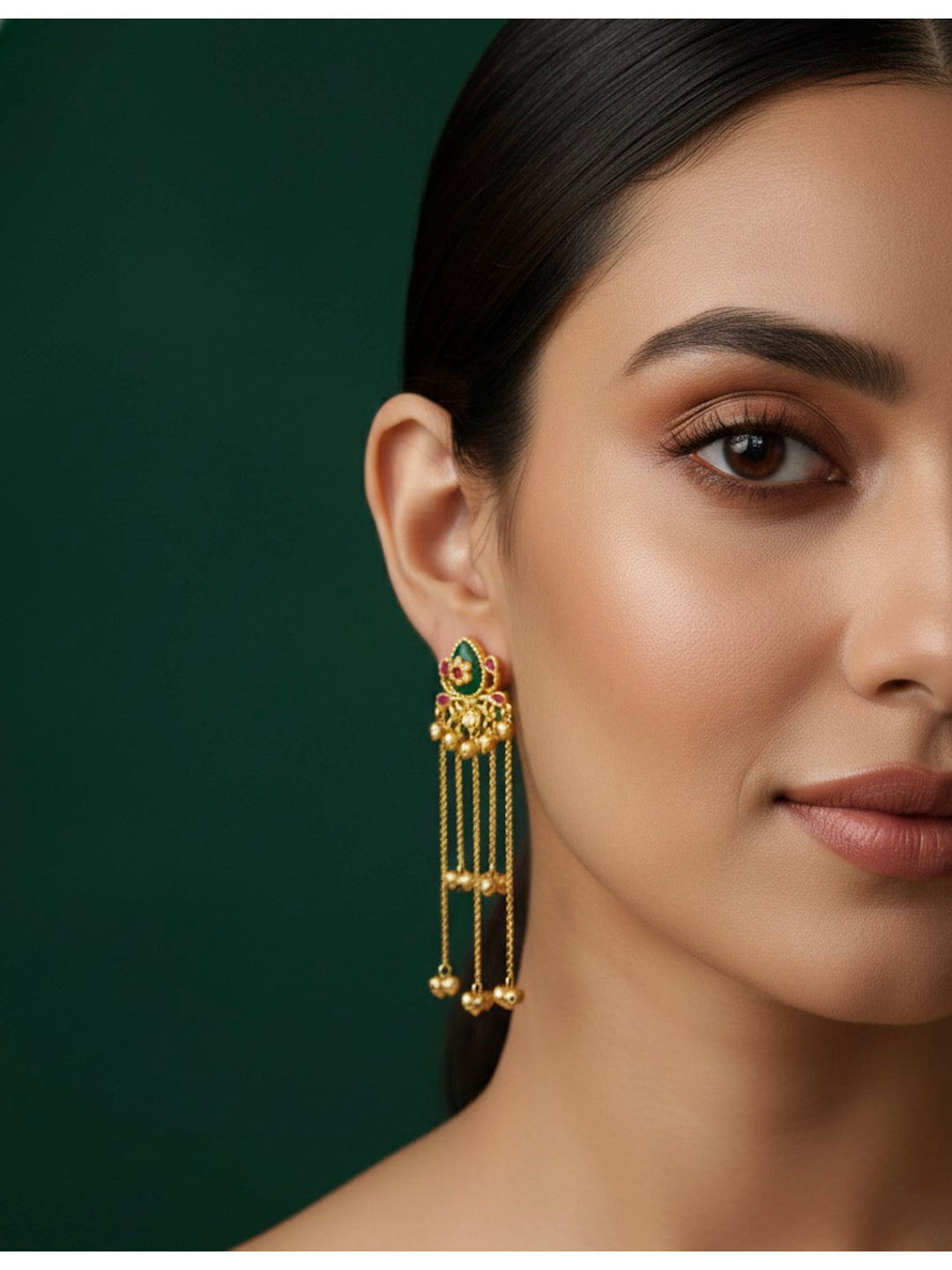 Women Gold Plated Meenakari Long Earing