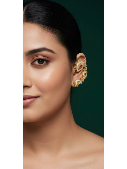 Women Gold Plated Stone Studded Ear Cuff
