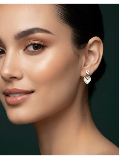 Women Gold Plated Prstein Heart Shaped Earring