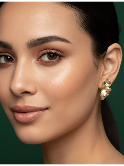 Women Gold Plated Half Foral Earrings