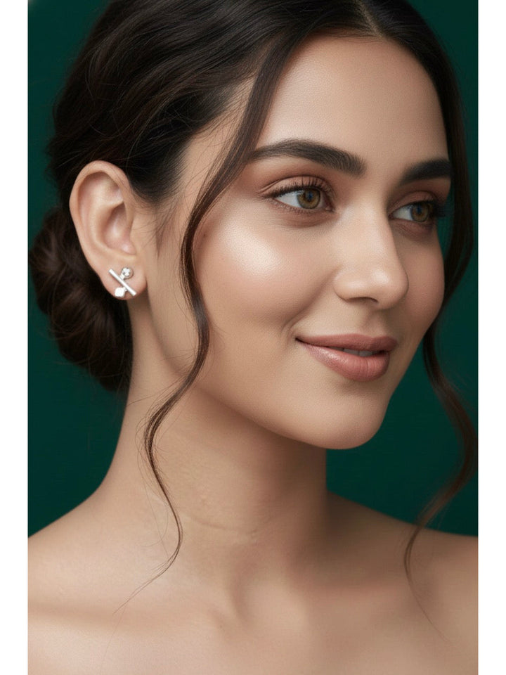 Women Silver Plated Minimal Earrings