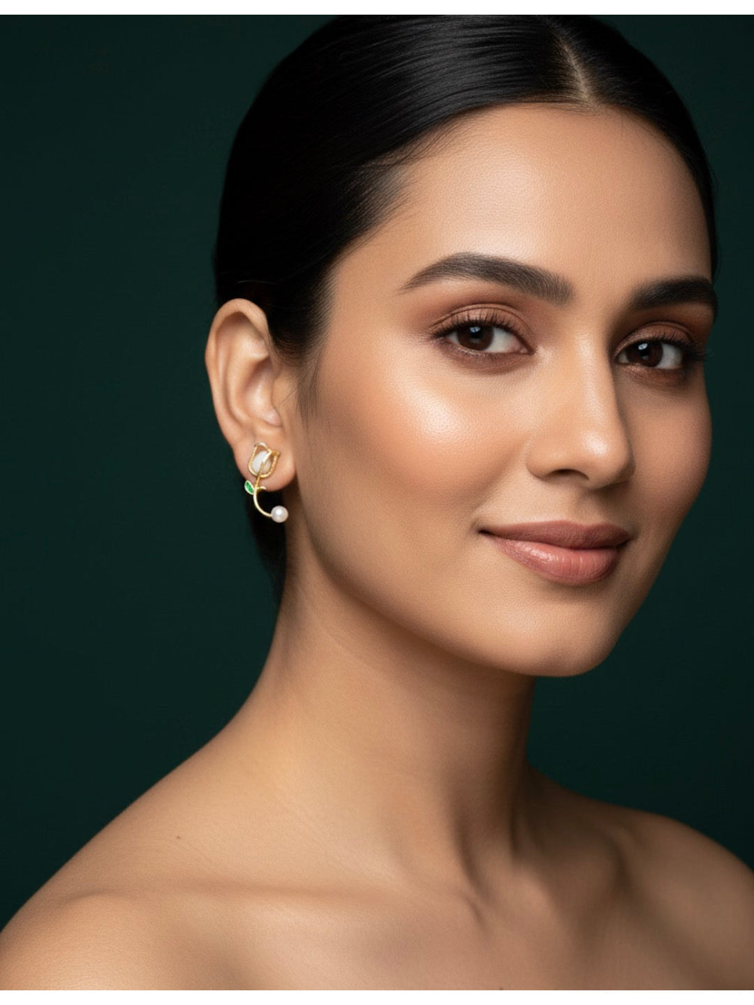 Women Gold Plated Tulip Flower Earrings