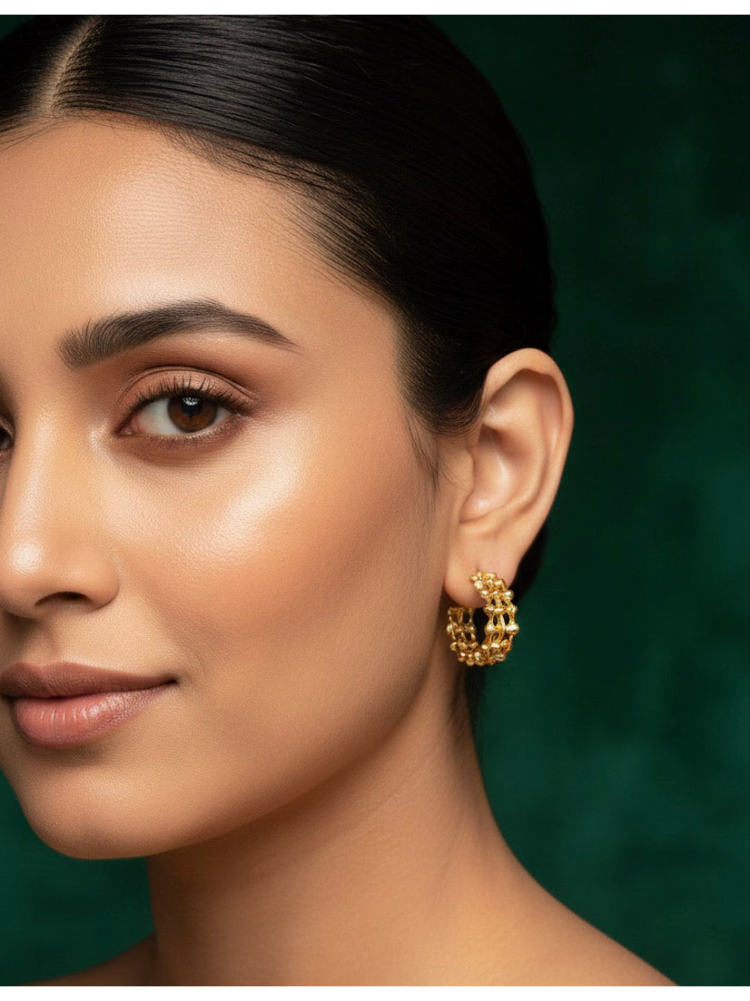 Women Gold Plated Half Small Hoops