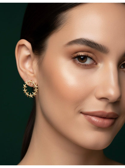 Women Gold Plated Round Earing