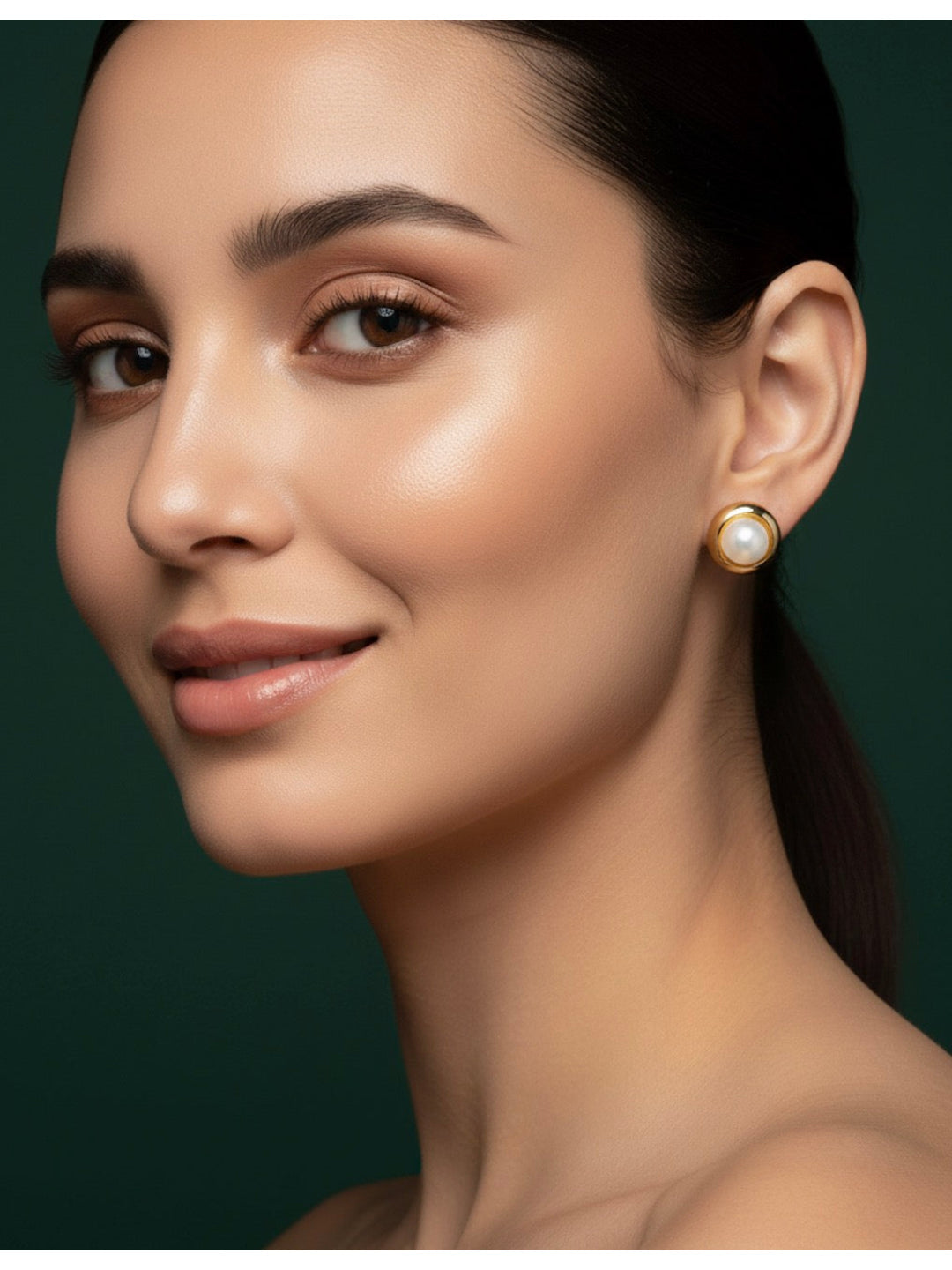 Women Round Pearl Studs