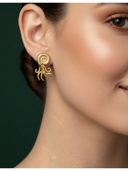 Women Gold Plated Octopus Shaped Earing