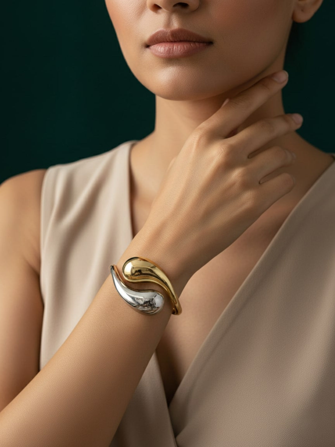 Silver &amp; Gold Toned Unique Bracelet