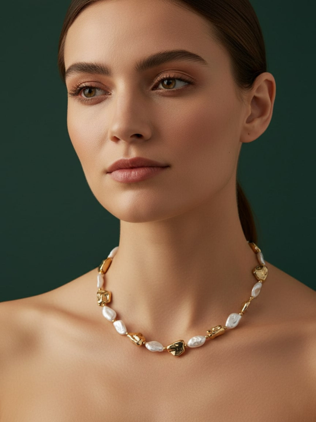 Antique Golden &amp; White Pearls Necklace