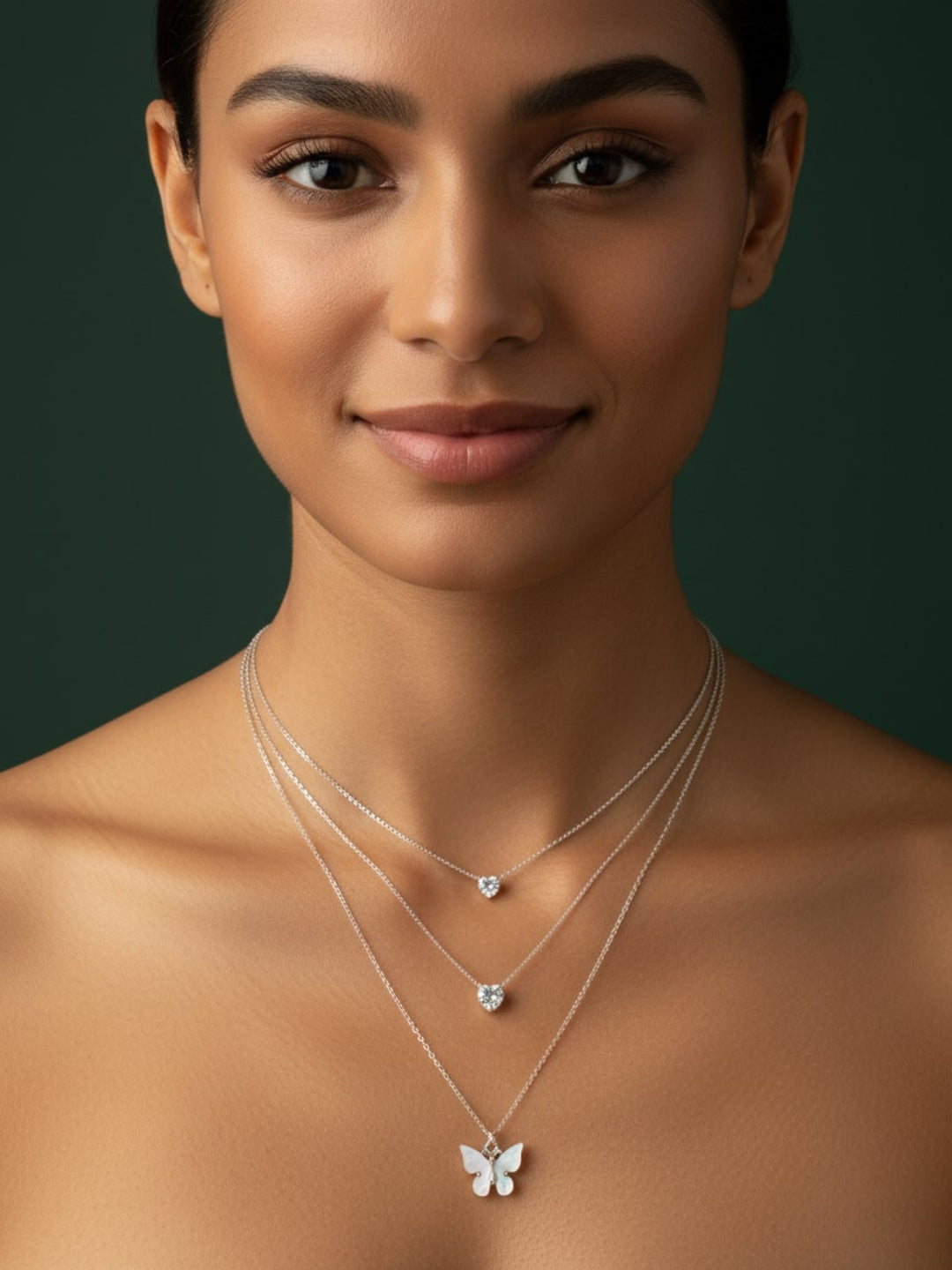 Trendy Silver Plated Three Layered Necklace