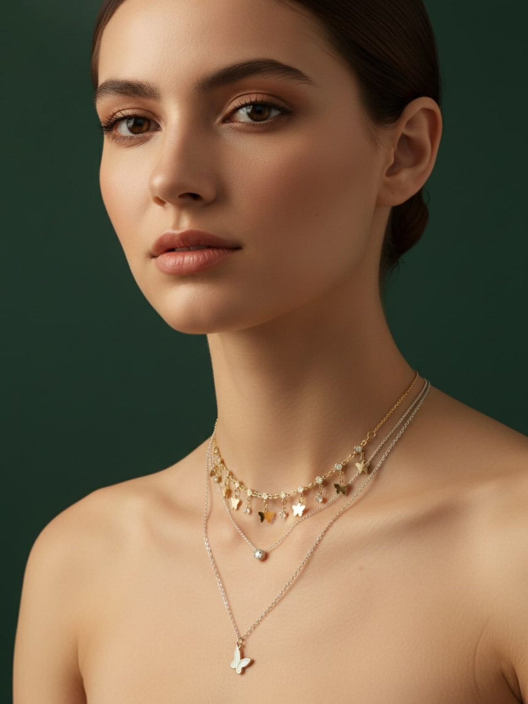Fancy Star &amp; Beaded Multi Layered Chain Necklace