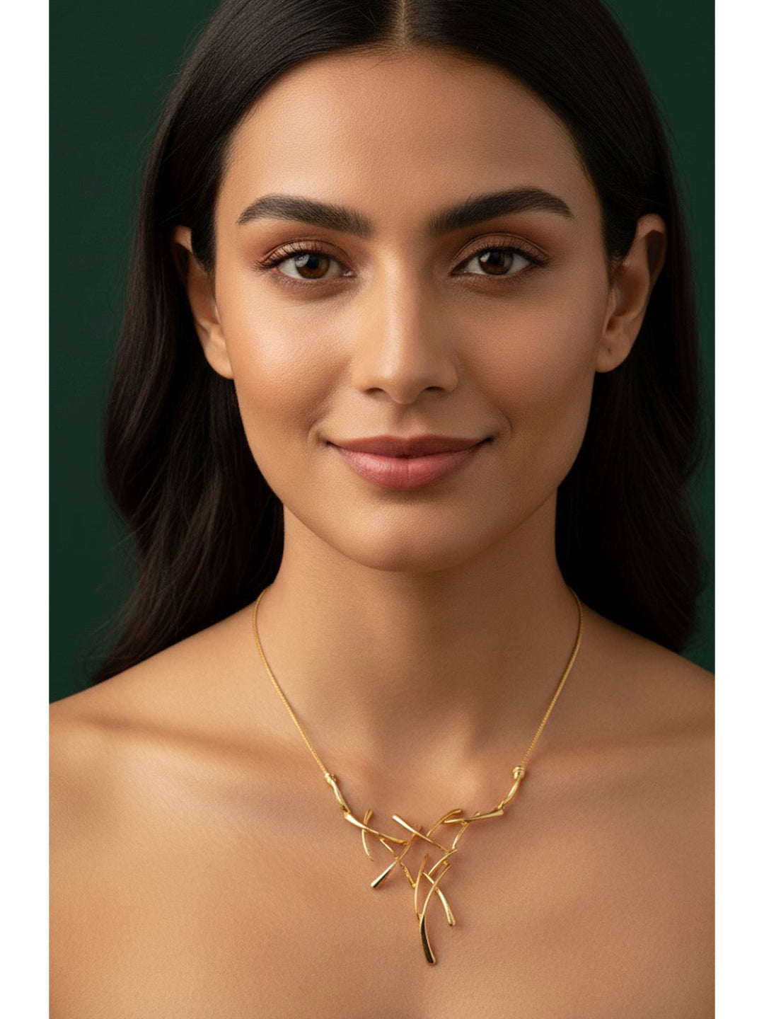 Women Gold Artistic Contemporary Statement Necklace