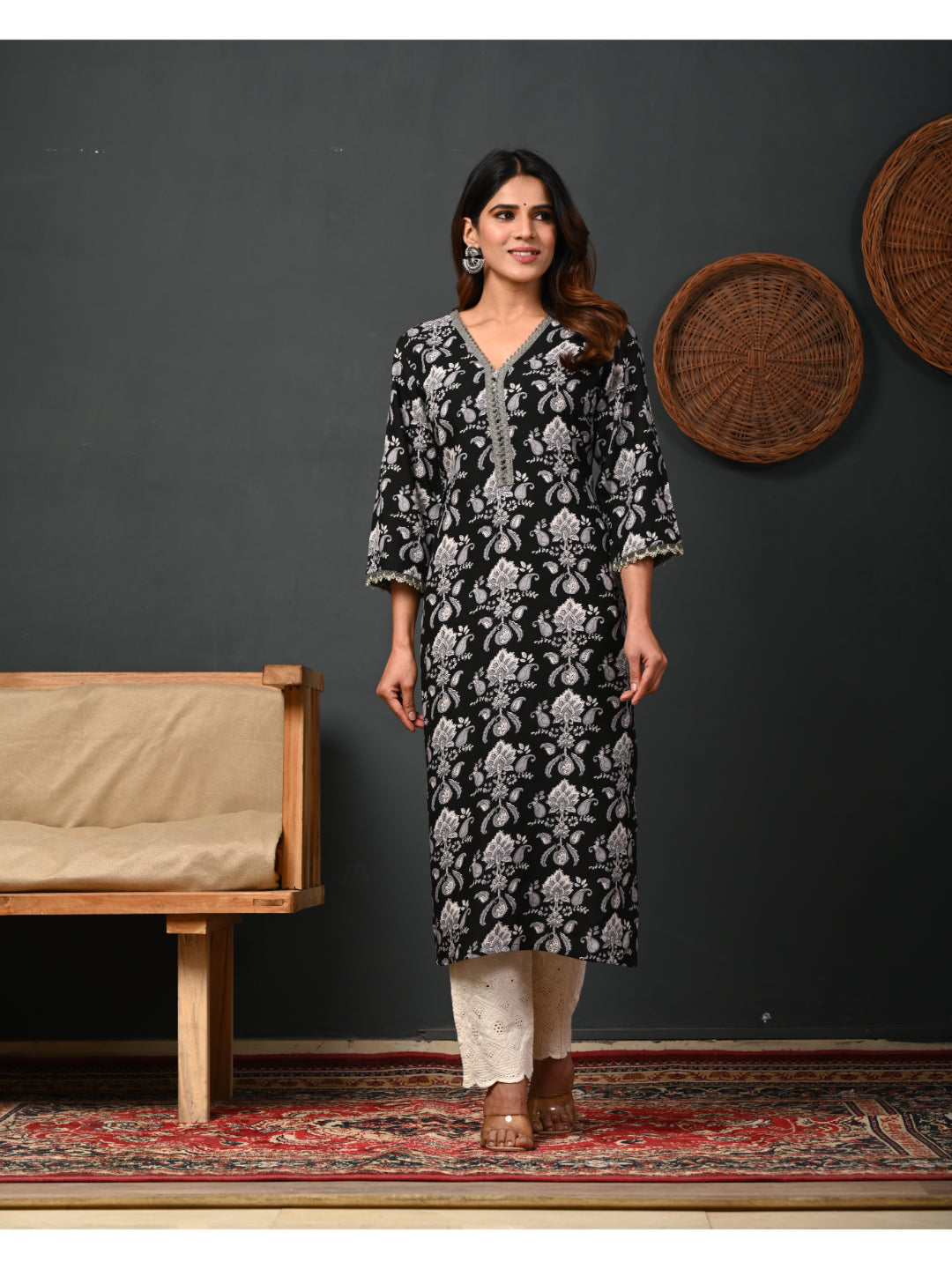 Rimeline black cotton printed kurti – wholesale manufacturer & exporter from India