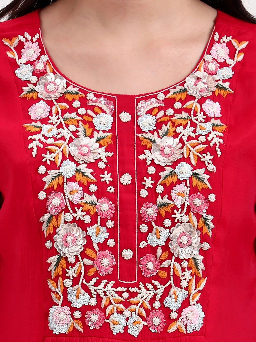 Pink Solid Chanderi Silk A-Line Kurta Trouser Dupatta Set