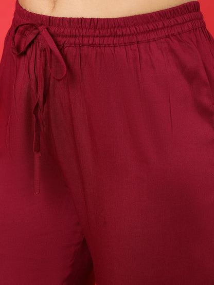 Rayon Calf Length Printed Straight 3/4 Sleeves Round Neck Kurta Bottom Dupatta Set (Preorder)