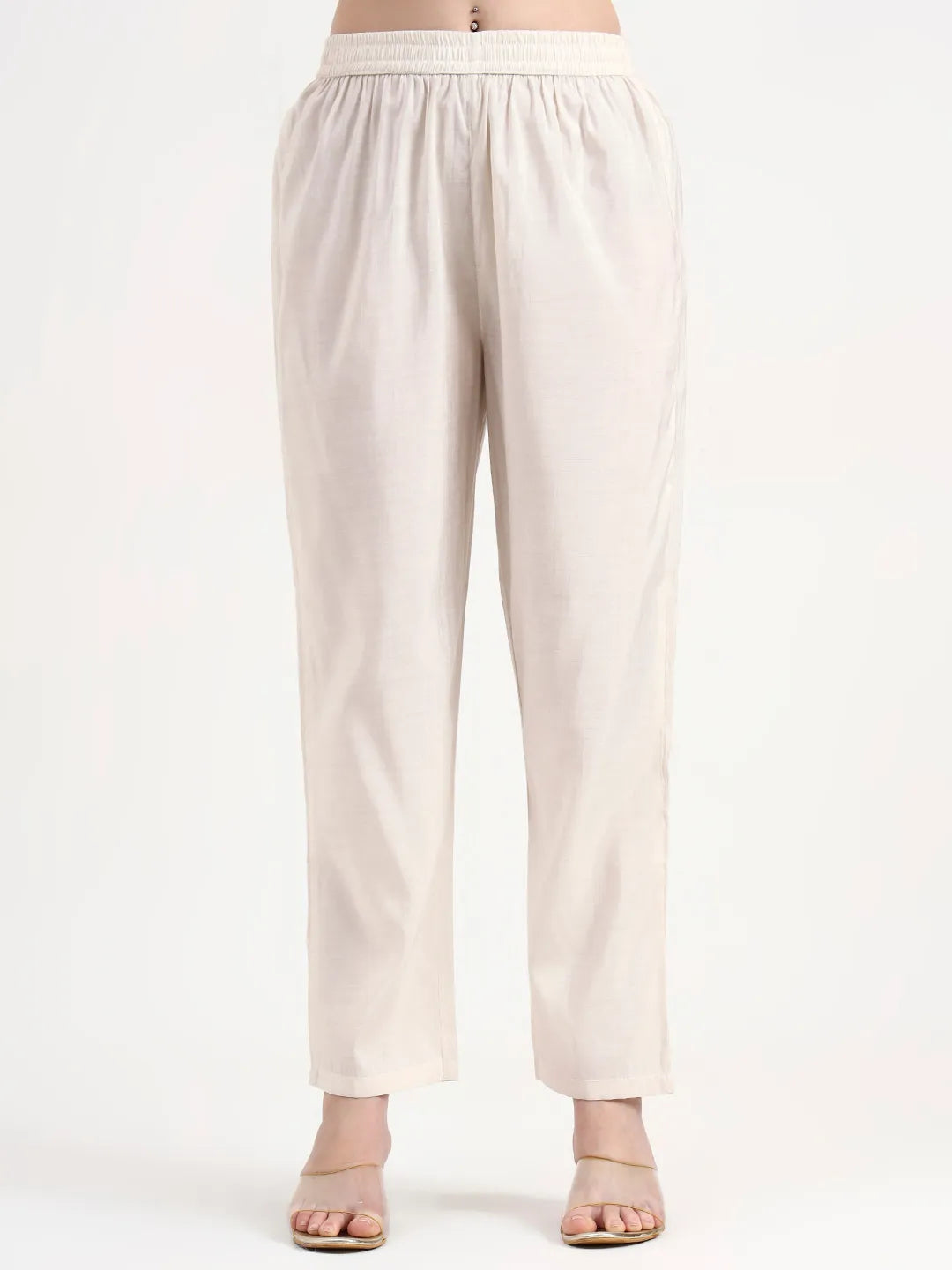 Mustard Yellow And Off White Mul Chanderi Silk Anarkali Kurta Trouser Dupatta Set