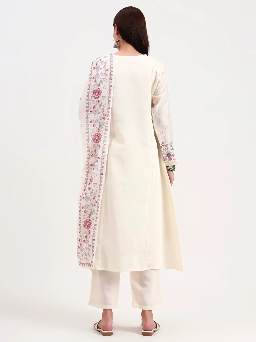 Roman Silk Cream Kurta Dupatta Pant Set
