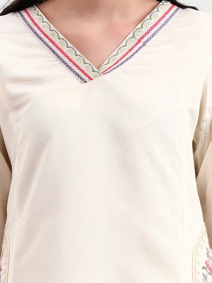 Roman Silk Cream Kurta Dupatta Pant Set