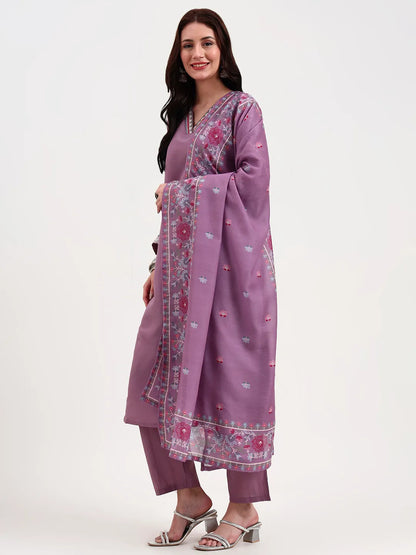 Roman Silk Lavender Kurta Dupatta Pant Set