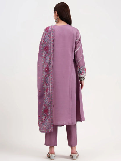 Roman Silk Lavender Kurta Dupatta Pant Set