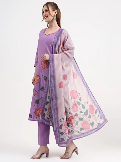 Roman Silk Lavender Kurta Dupatta Pant Set