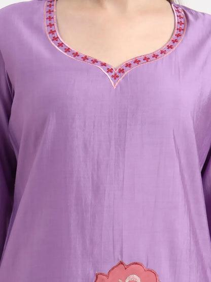 Roman Silk Lavender Kurta Dupatta Pant Set