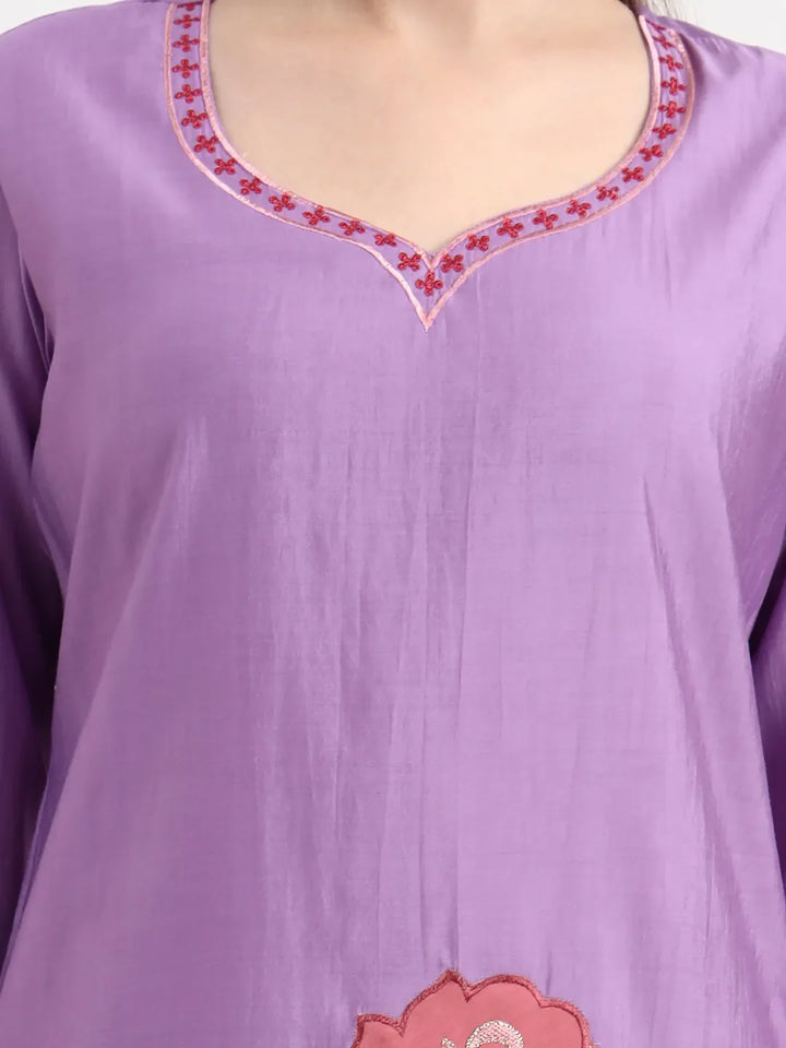 Roman Silk Lavender Kurta Dupatta Pant Set