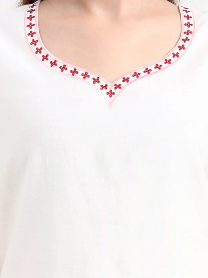 Roman Silk White Kurta Dupatta Pant Set