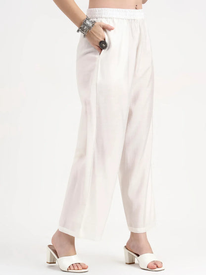 Roman Silk White Kurta Dupatta Pant Set