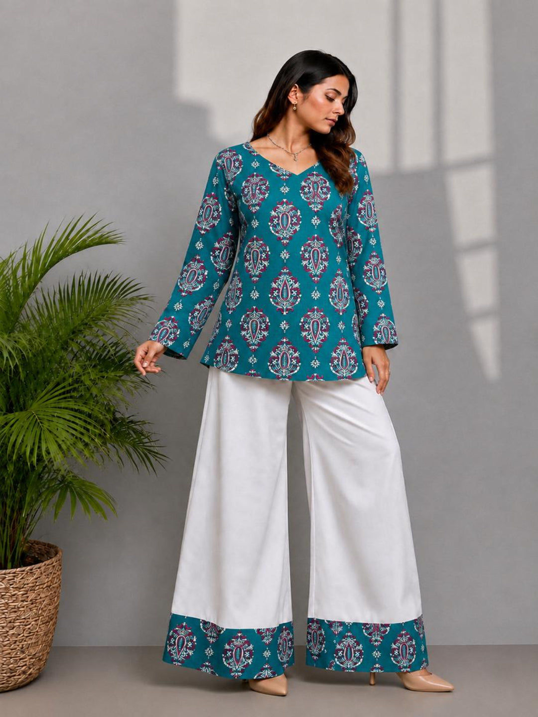 Floral Printed Kurta with Plazzo